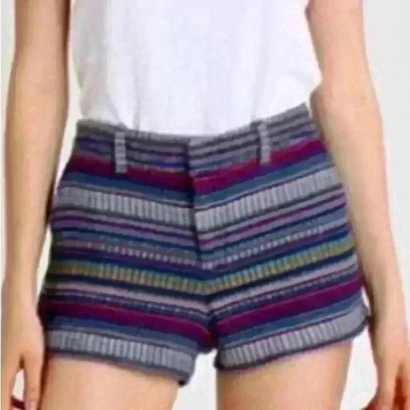 GAP Women City Shorts Cotton Striped Multicolor Mid Rise Pockets Boho Hippie S - Picture 3 of 11